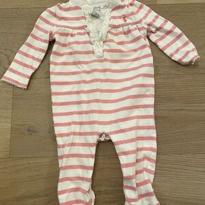 Striped Pink and White Kids One Piece